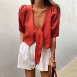 POSSE AGATHA BLOUSE - JAM RED SZ XL